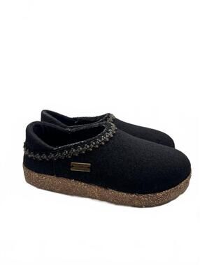 Haflinger Wool Felt Clogs Slippers Black Cork Sole Women EU 36
